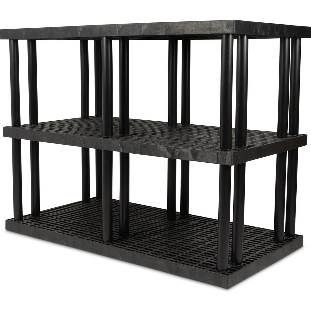SPC Industrial Plastic Shelving; 36X51X66" 2065LB BLK DURASHELF FIXED