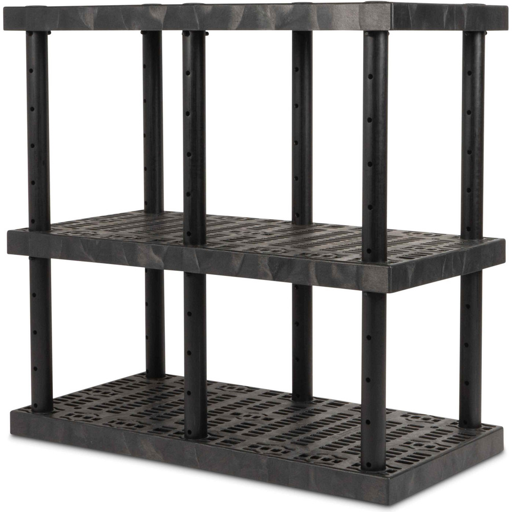 SPC Industrial Plastic Shelving; 24X48X48" 1015LB BLK DURASHELF 3 ADJ GRID TOP MSC