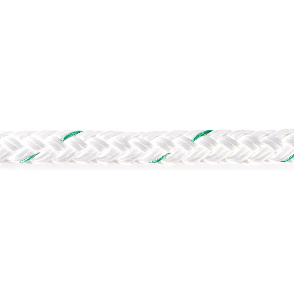 Rope; Rope Construction: Double Braid ; Material: Polyester ; Work Load Limit: 60lb ; Color: White with Green Tracer ; Maximum Temperature (F) ( - 0 Decimals): 265.000 ; Breaking Strength: 1692.000