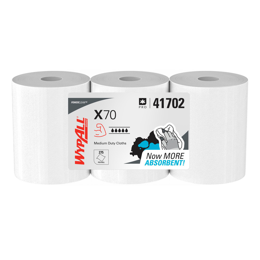 PowerClean&trade; x70 Medium Duty Cloths (41702), Center-Pull Roll, Long Lasting Towels, White - 275 Sheets/Roll, 3 Rolls/Case, 825 Sheets/Case