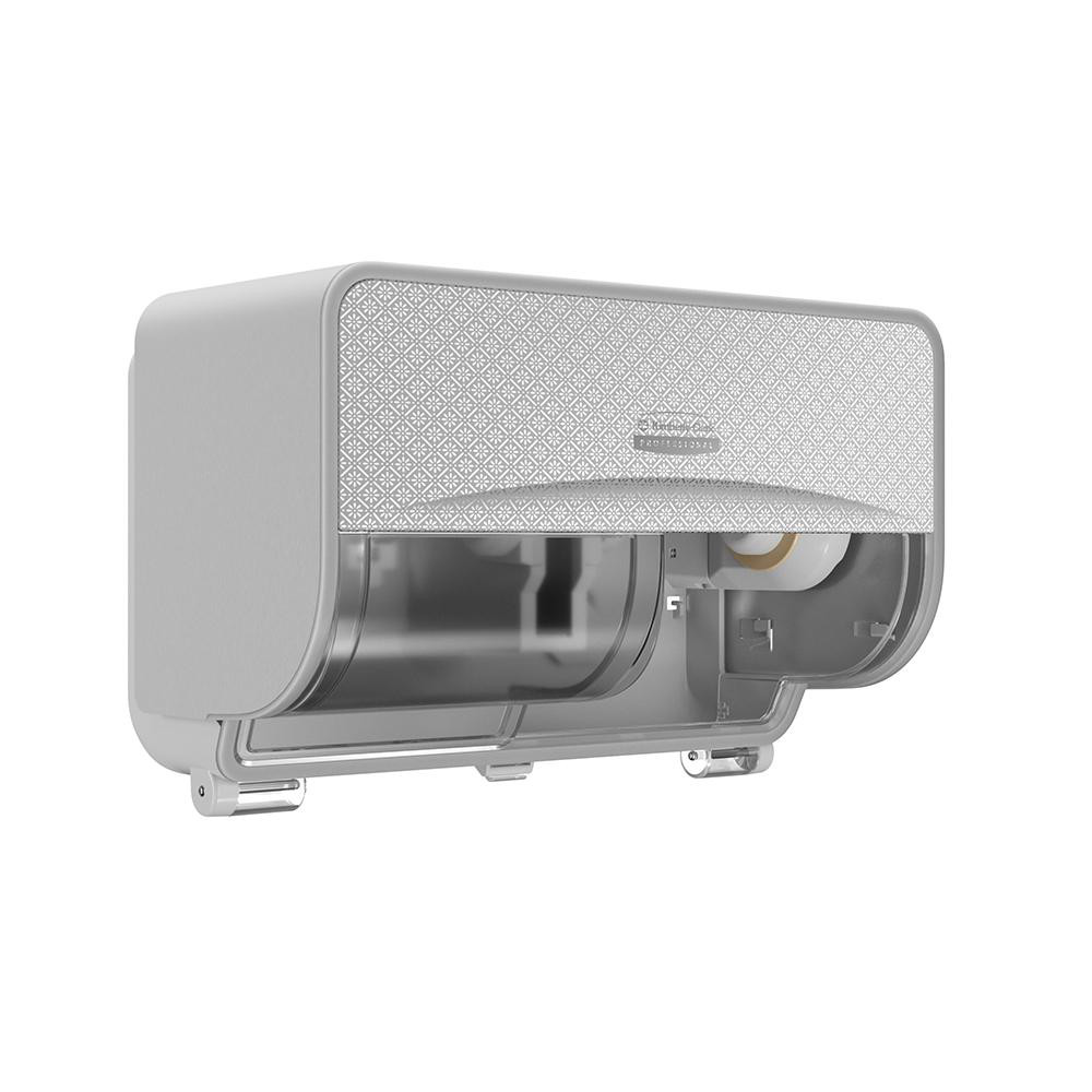 ICON Coreless Standard Roll Horizontal Toilet Paper Dispenser 2 Roll, with Silver Mosaic Design Faceplate, 7.9" x 12.4" x 6.42"