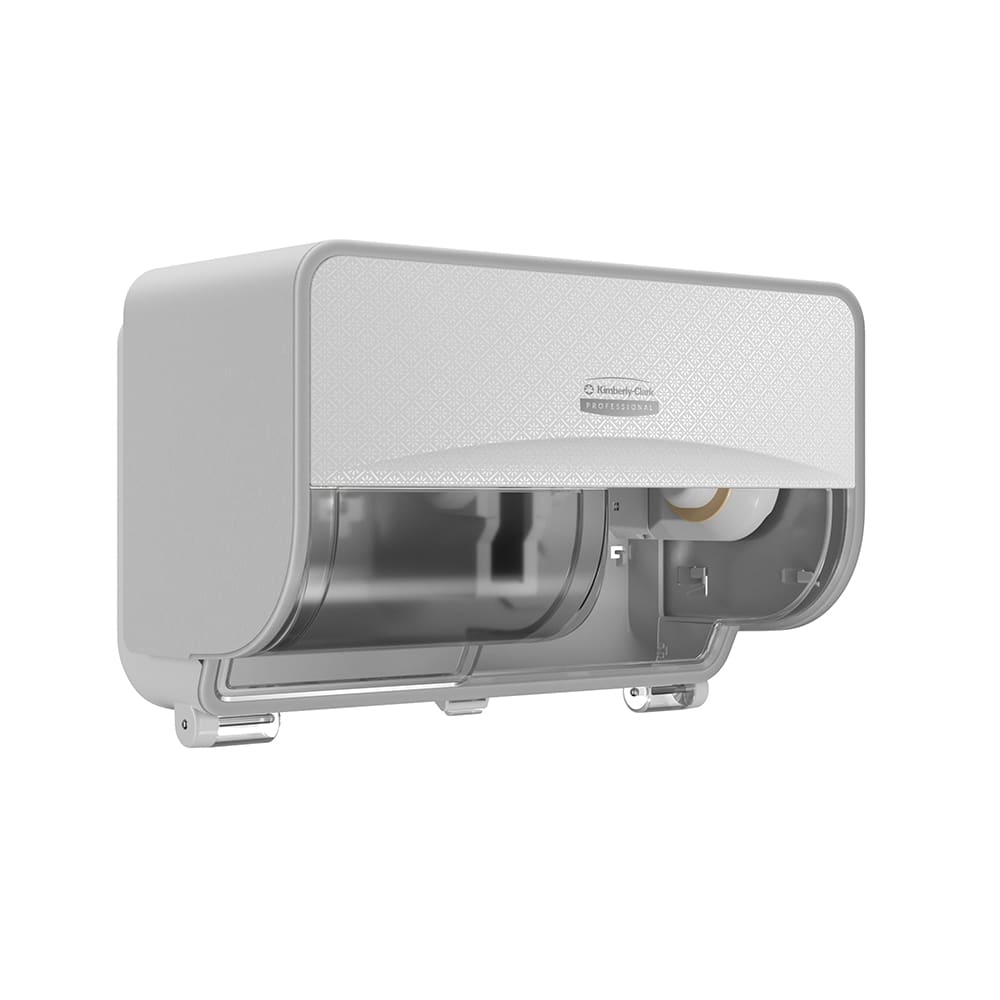 Kimberly-Clark Professional 58712 ICON Coreless Standard Roll Toilet Paper Dispenser 2 Roll Horizontal, White Mosaic Design Faceplate; 1 Dispenser and Faceplate per Case 