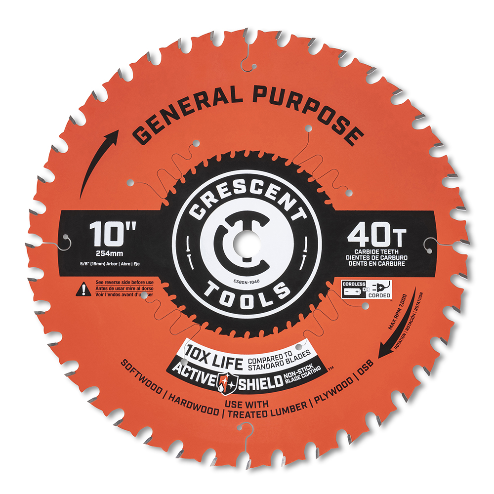 Crescent Wet & Dry Cut Saw Blade 10" Dia, 5/8" Arbor Hole, 0.098