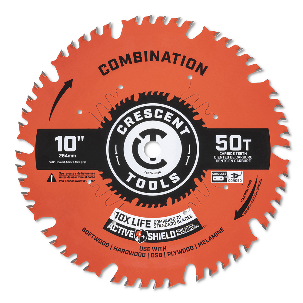 Crescent Wet & Dry Cut Saw Blade 10" Dia, 5/8" Arbor Hole, 0.094