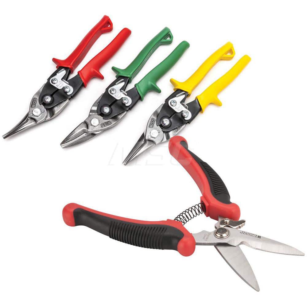 Snip & Shear Sets; Type: Aviation Snip Set ; Pattern: Left/Straight; Right/Straight; Staight ; Overall Length (Inch): 9-3/4 ; Number of Pieces: 3.000 ; Contents: Includes: 8-1/2" Cushion Grip Utility Sheer