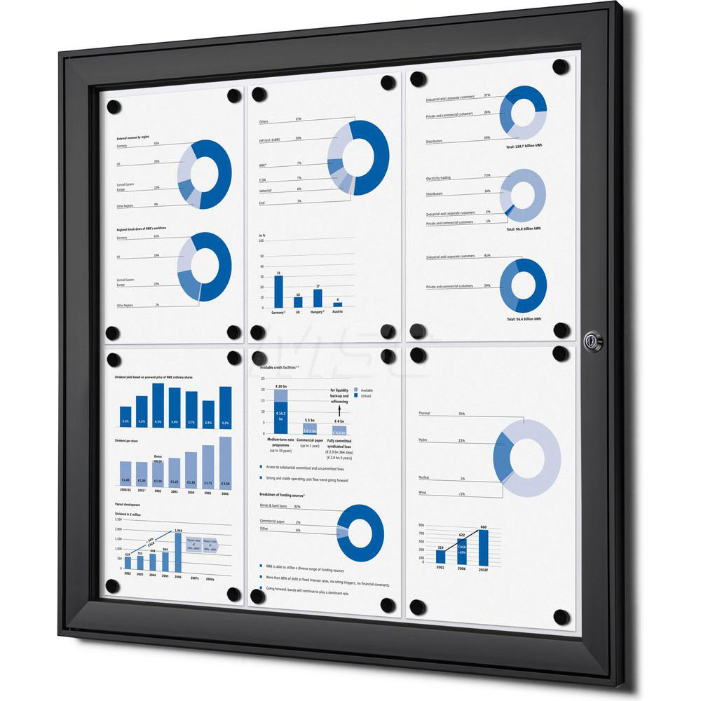 Showdown Displays Cork Bulletin Boards; Style Enclosed Bulletin Board ; Color Black