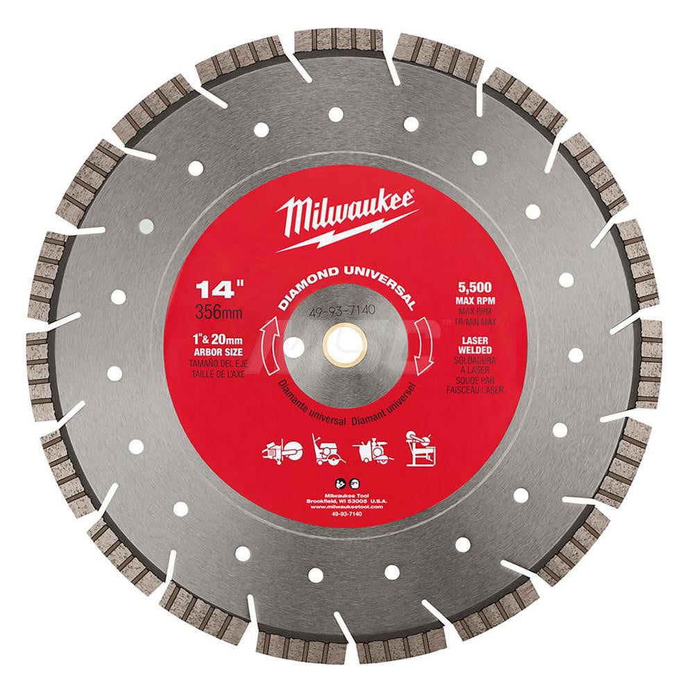 Milwaukee Tool 49-93-7140 Wet & Dry Cut Saw Blade: 14" Dia, 1" Arbor Hole, 1/8" Kerf Width Image