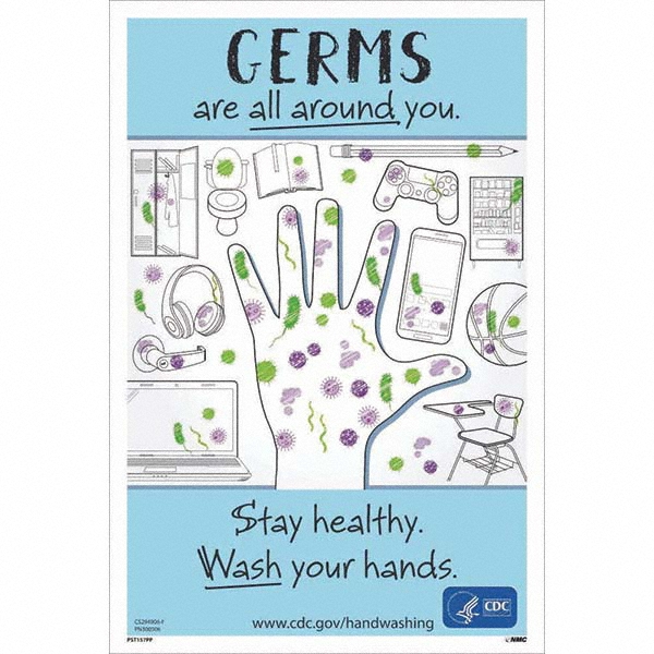 NMC - "COVID-19 - Germs Are All Around You", 12" Wide x 18" High, Paper