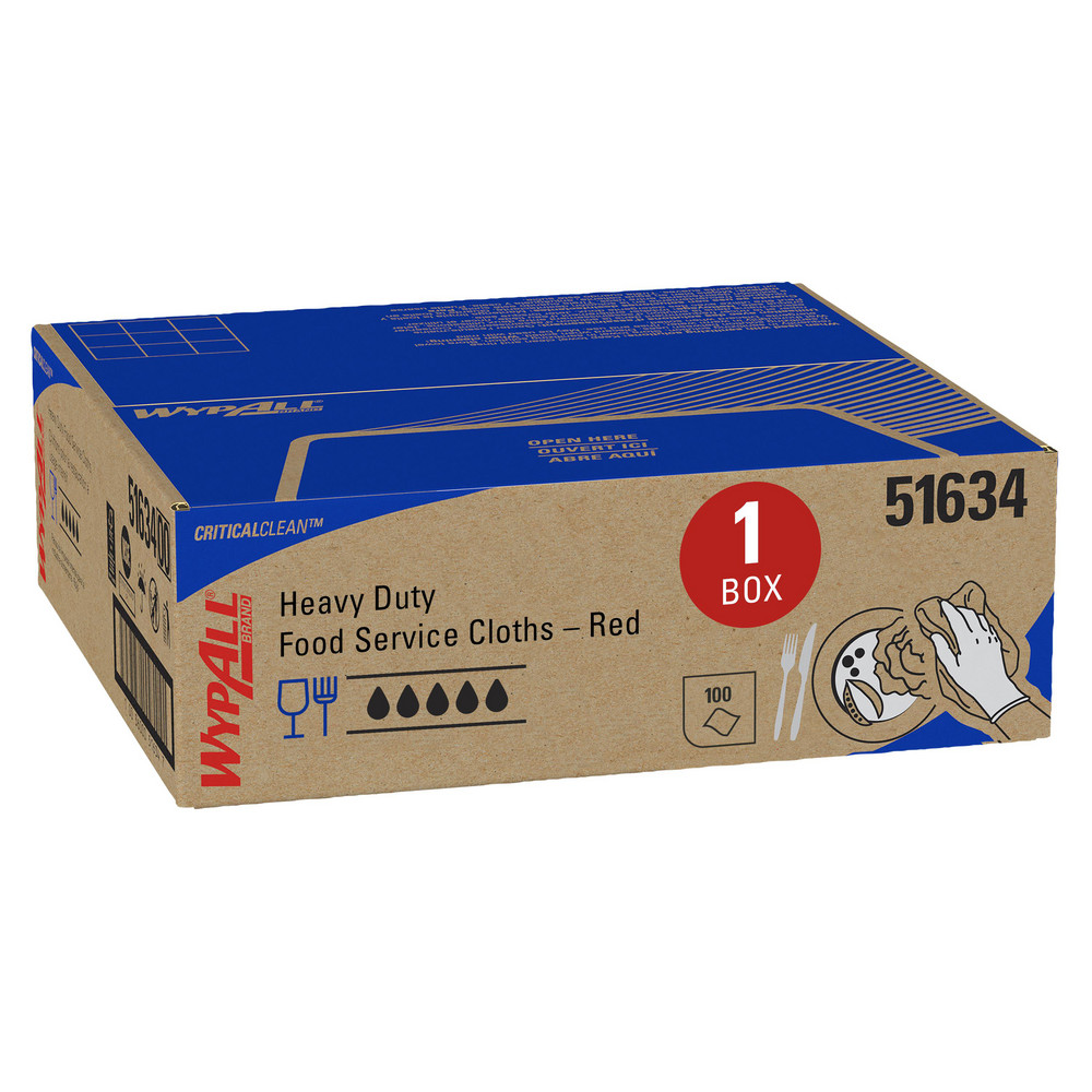 CriticalClean Heavy Duty Foodservice Cloths, Quarterfold Towels, Red - 100 Sheets/Box, 1 Box/Case