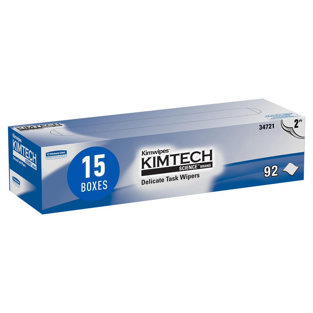Science&trade; Kimwipes® Delicate Task Wipes (34721), Pop-Up Box, 2-Ply, White - 92 Sheets/Box, 15 Boxes/Case, 1,380 Sheets/Case