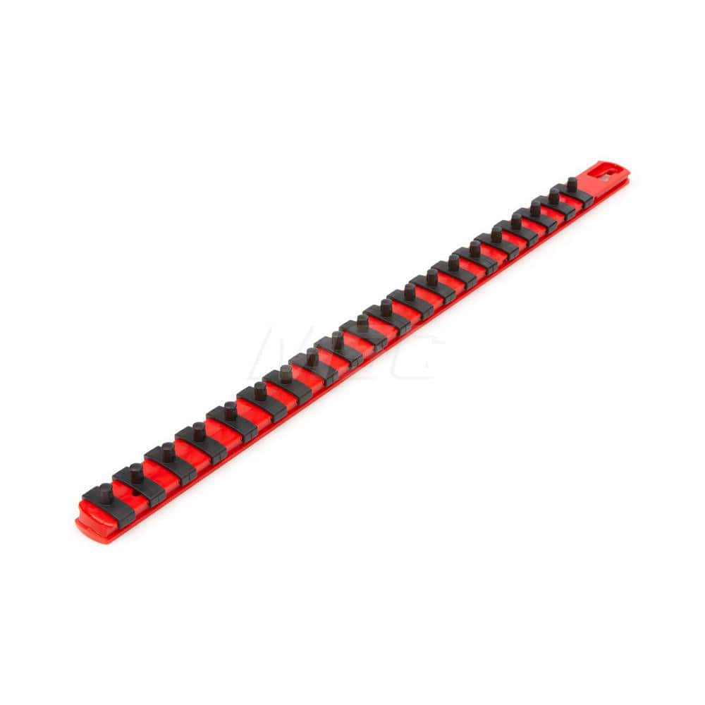 1/4 Inch Drive x 18 Inch Socket Rail, 20 Clips (Red)