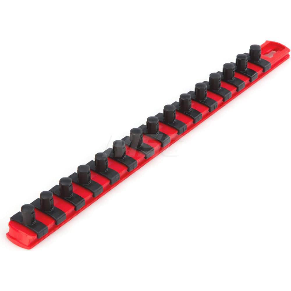 3/8 Inch Drive x 13 Inch Socket Rail, 15 Clips (Red)