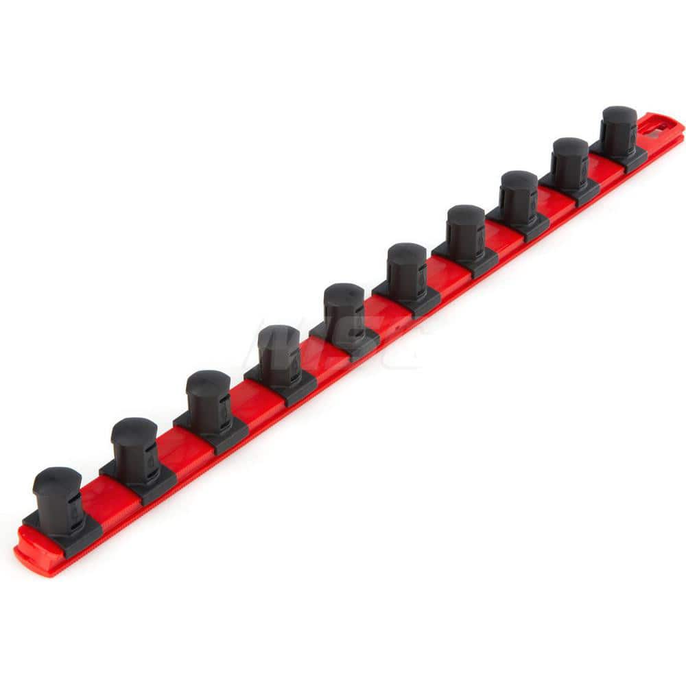 3/4 Inch Drive x 18 Inch Socket Rail, 10 Clips (Red)