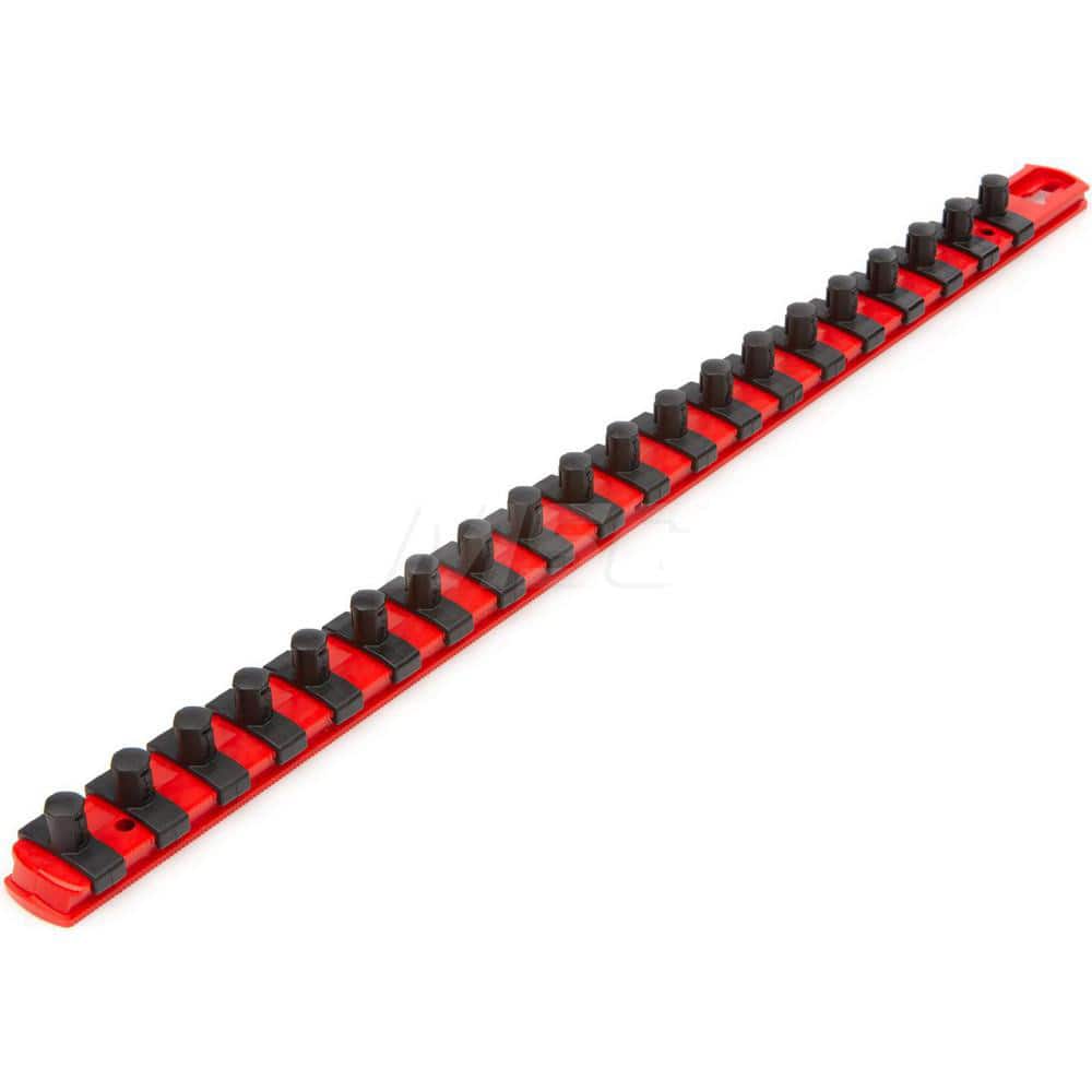 3/8 Inch Drive x 18 Inch Socket Rail, 20 Clips (Red)