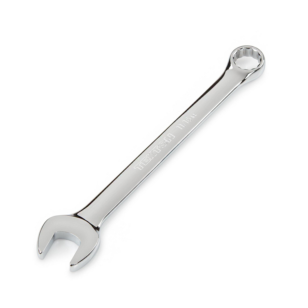 Tekton Combination Wrench: 11/16" Head Size, 15 deg Offset - Steel, Chrome Finish | Part #18261