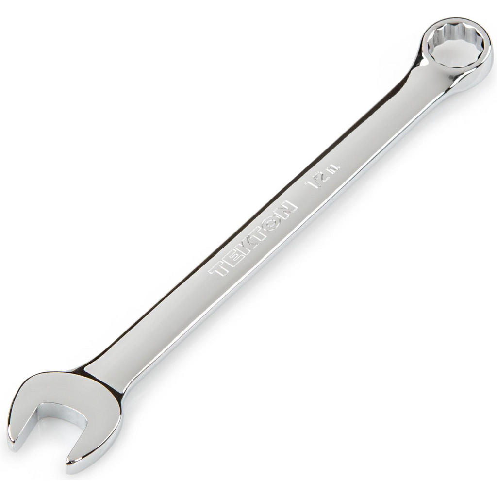 Tekton Combination Wrench: 1/2" Head Size, 15 deg Offset - Steel, Chrome Finish | Part #18257