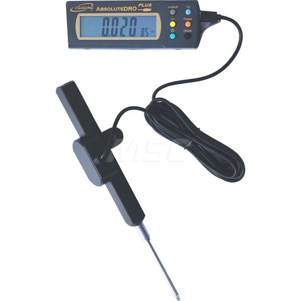 Remote Display Linear Gages; Maximum Measurement (Inch): 2 ; Maximum Measurement (mm): 50 ; Barrel Diameter (mm): 0.3750 ; Display Type: Digital LCD ; Minimum Measurement (mm): 0 ; Accuracy (Decimal Inch): 0.0005