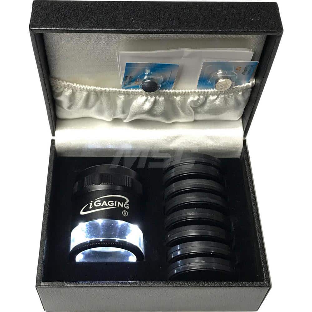 iGaging 36-LED10-9 Loupes; Lens Type: Singlet ; Minimum Magnification: 10x ; Maximum Magnification: 10x ; Number of Lenses: 9 ; Light Source Included: Yes 