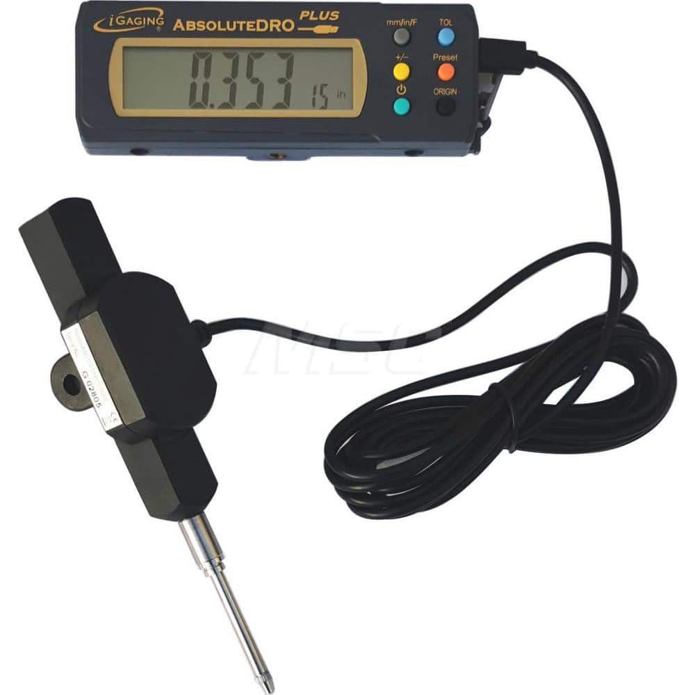 iGaging 35-999-25 Remote Display Linear Gages; Maximum Measurement (Inch): 1 ; Maximum Measurement (mm): 25 ; Barrel Diameter (mm): 0.3750 ; Display Type: Digital LCD ; Minimum Measurement (mm): 0 ; Accuracy (Decimal Inch): 0.0016 