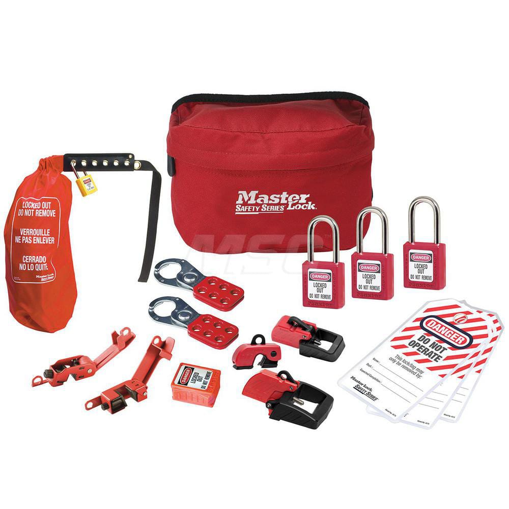 Master Lock S1010E410KAPRE Portable Lockout Kits; Type: Electrical Lockout Kit; Container Type: Pouch; Number of Padlocks Included: 3; Key Type: Keyed Alike 