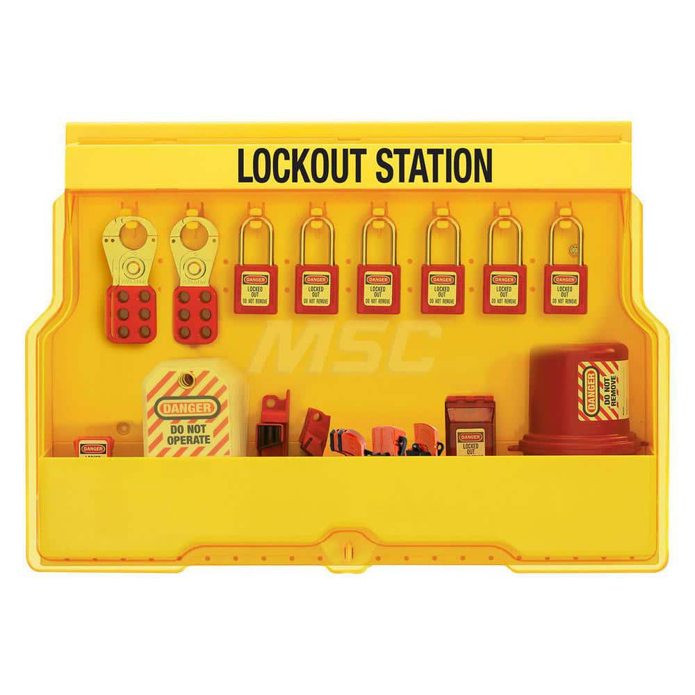 Master Lock S1850E410PRE Electrical Lockout Station: Equipped, 16 Max Locks, Polycarbonate Station 