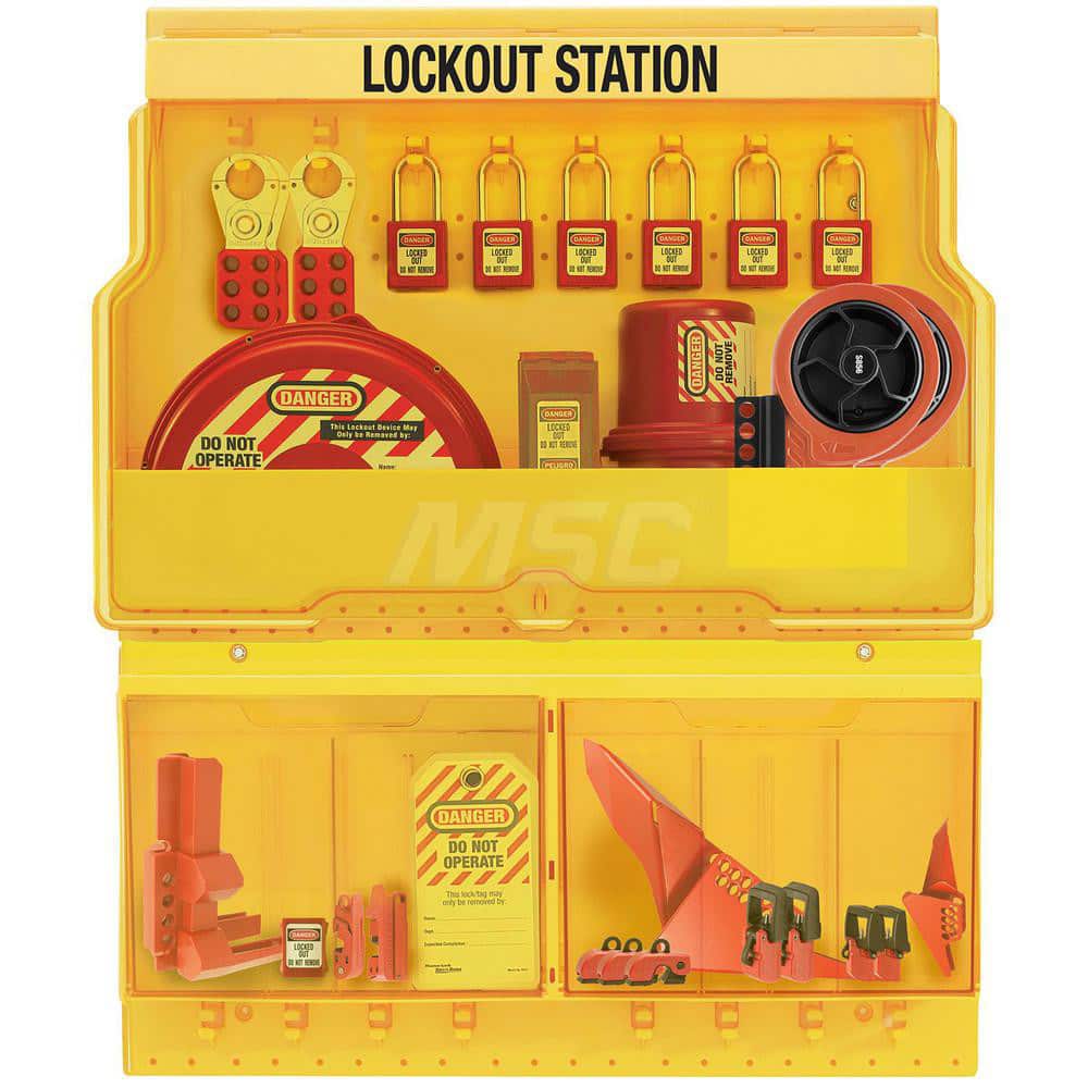 Master Lock S1900VE410PRE Electrical & Valve Lockout Station: Equipped, 32 Max Locks, Polycarbonate Station 