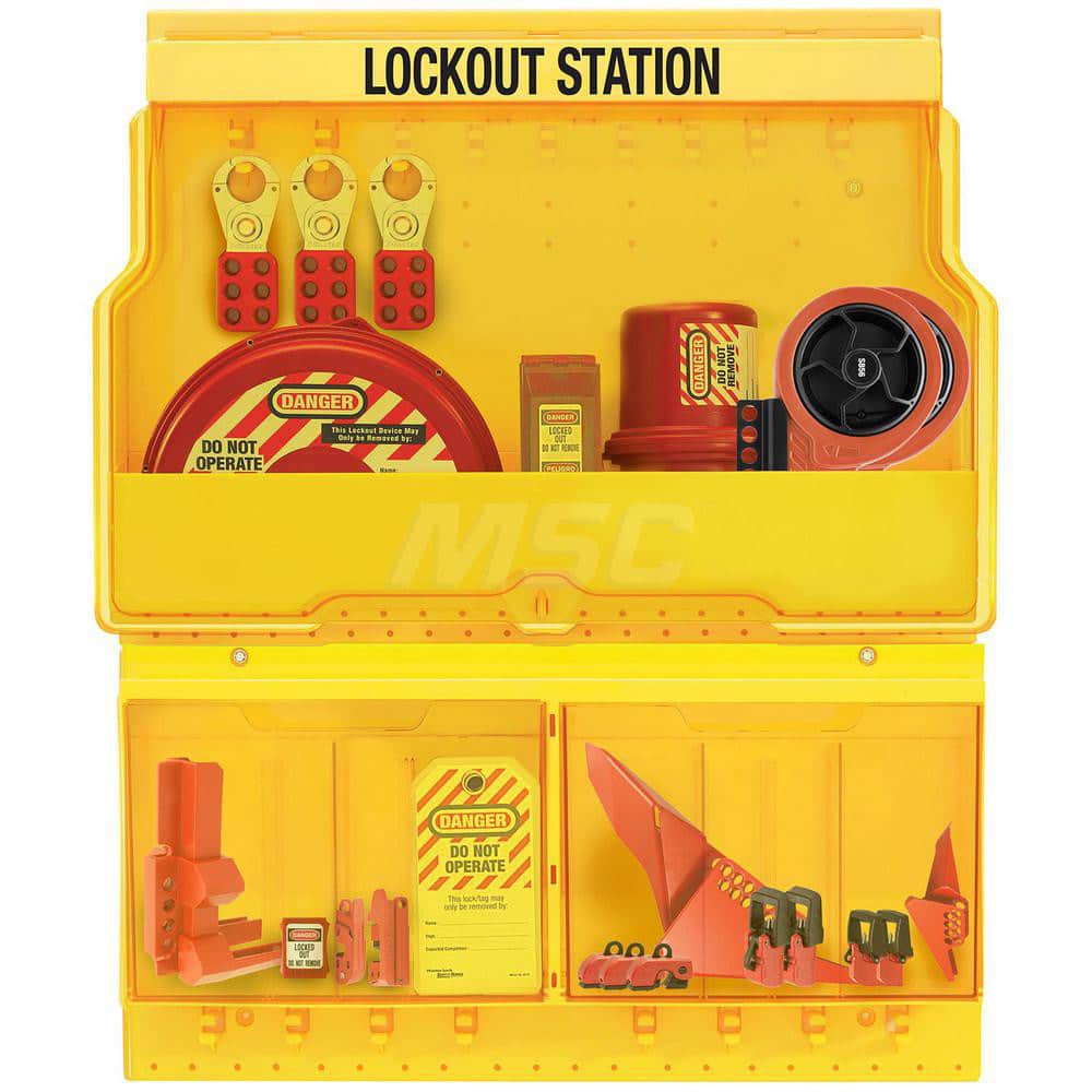 Master Lock S1900VEPRE Electrical & Valve Lockout Station: Equipped, 32 Max Locks, Polycarbonate Station 