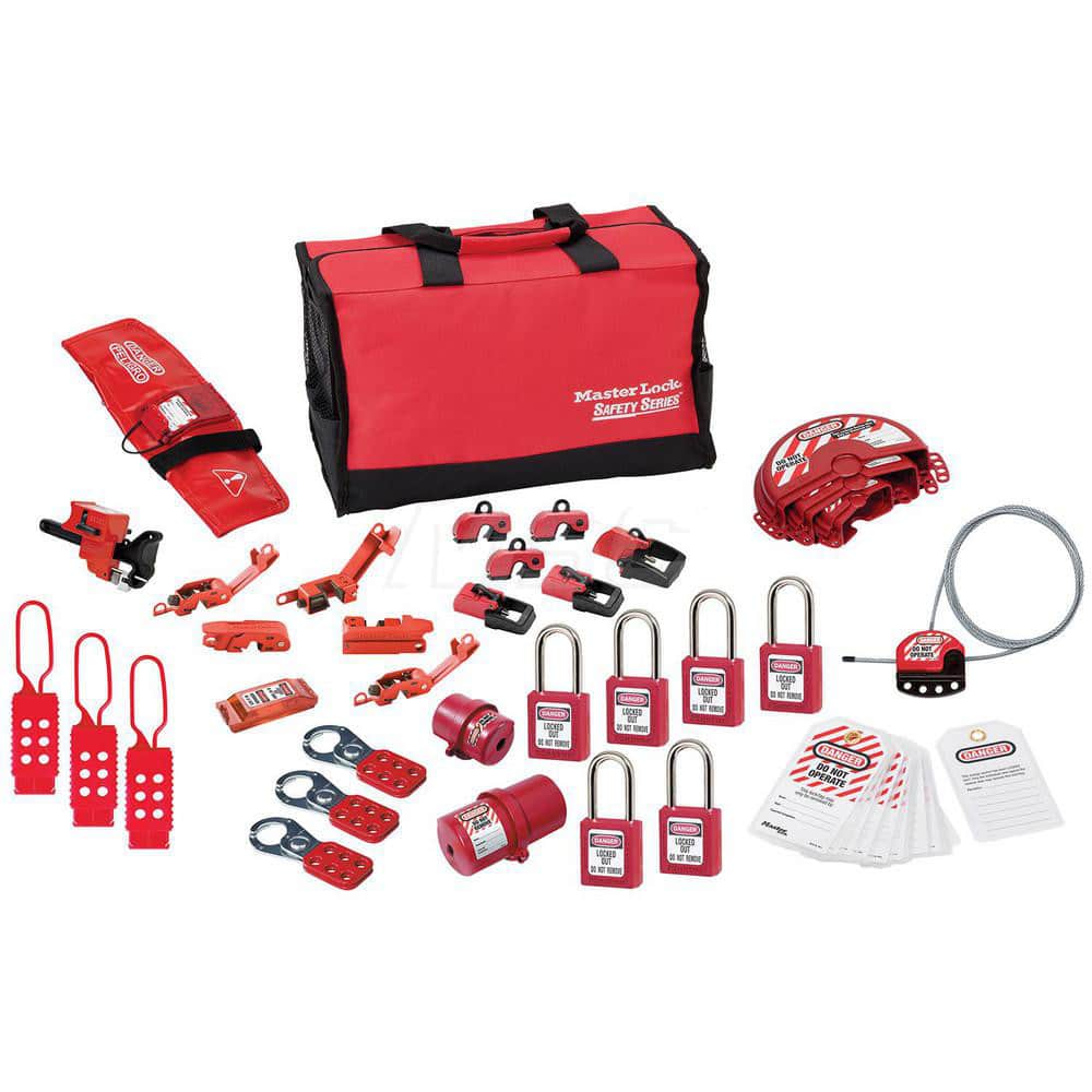 Master Lock 1458VE410PRE Portable Lockout Kits; Type: Electrical & Valve Lockout Kit; Container Type: Carrying Case; Number of Pieces Included: 31; Number of Padlocks Included: 6; Key Type: Keyed Differently 