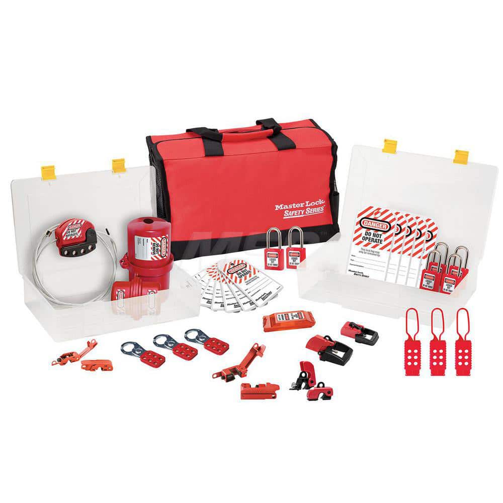 Master Lock 1458E410PRE Portable Lockout Kits; Type: Electrical Lockout Kit; Container Type: Carrying Case; Number of Pieces Included: 23; Number of Padlocks Included: 6; Key Type: Keyed Differently 