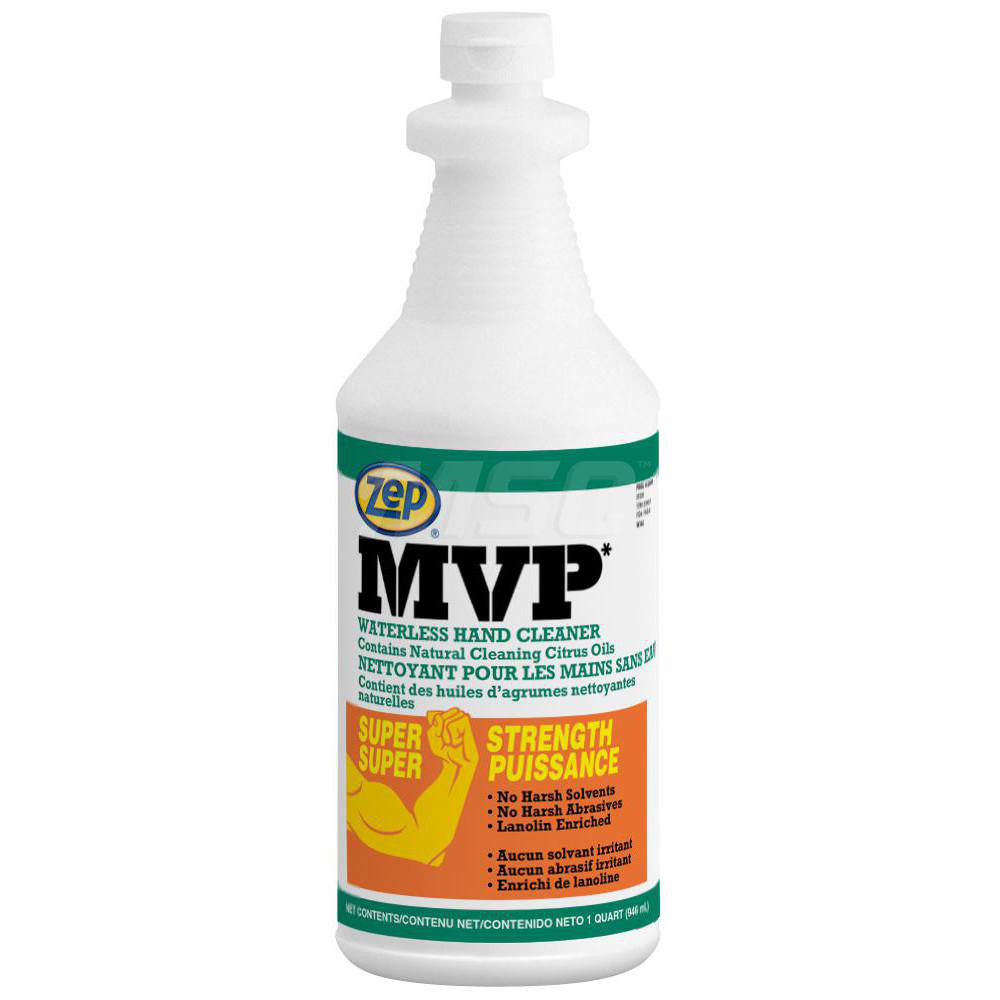 MVP Waterless Hand Cleaner, 1 qt, Citrus Scent, 12/Case - Liquid, White, Citrus Scent
