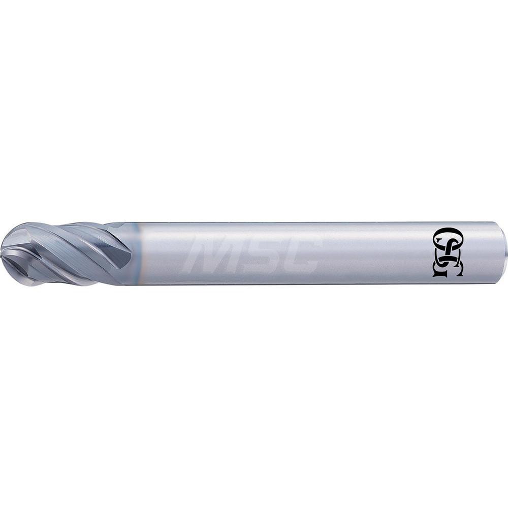 Ball End Mill: 3/16" Dia, 3/8" LOC, 4 Flute, Solid Carbide