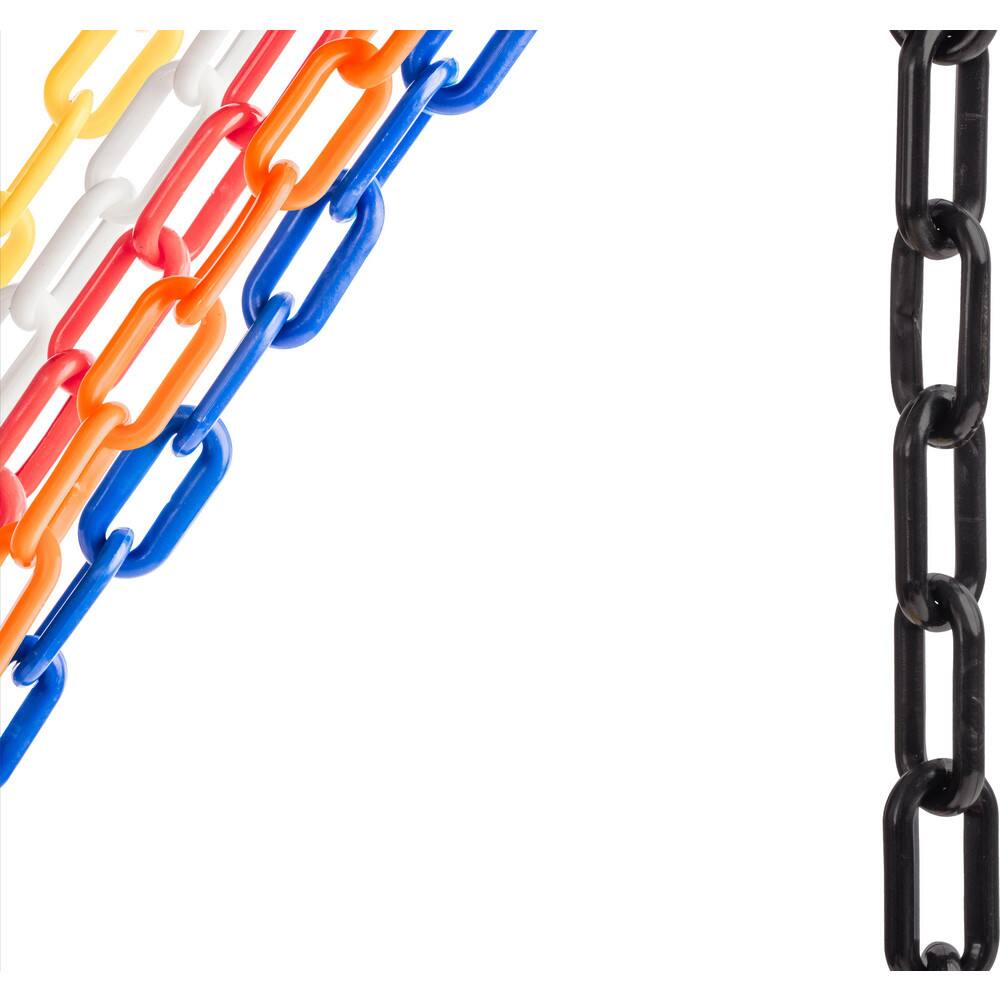 Pedestrian Barrier Chain: Plastic, Black, 50' Long, 2" Wide