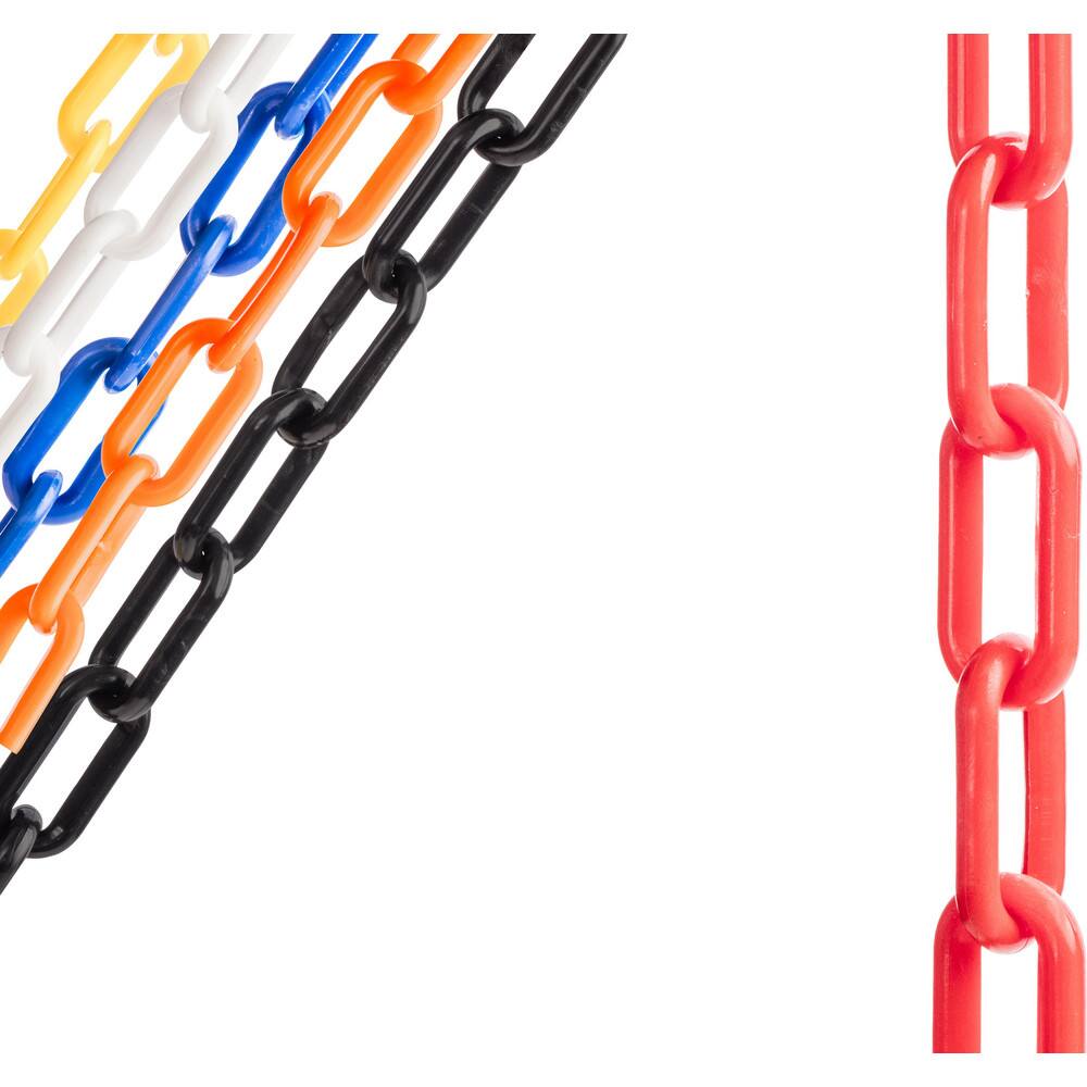 Pedestrian Barrier Chain: Plastic, Red, 50' Long, 2" Wide