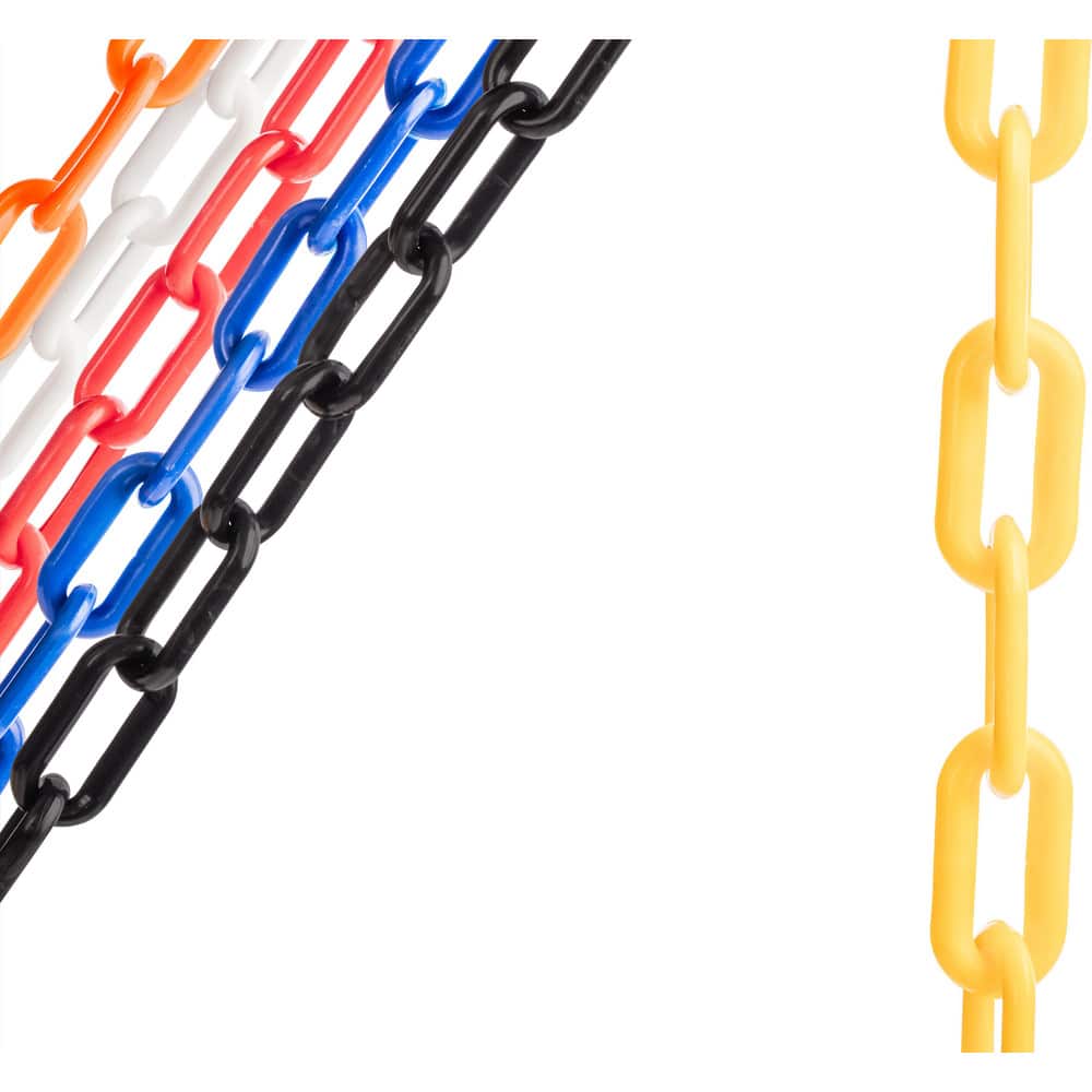 Pedestrian Barrier Chain: Plastic, Yellow, 50' Long, 2" Wide