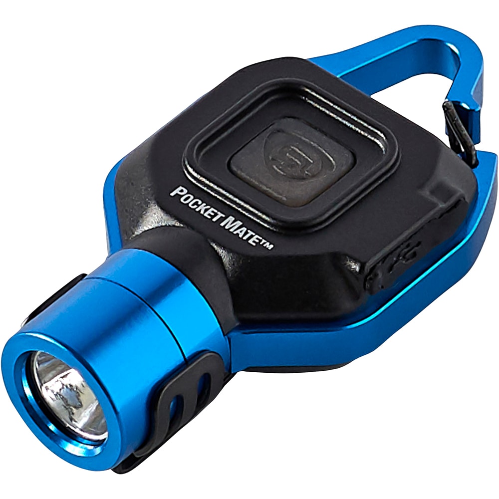 Pocket Mate USB Mini Flashlight with spring-loaded clip, 325 lumens, Blue