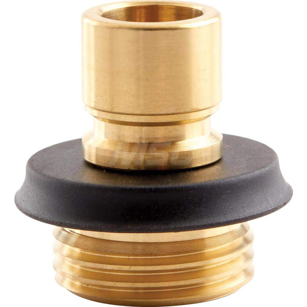 Garden Hose Connector: 0.75" Hose, Male & Quick Connect, GHT, Brass & Rubber