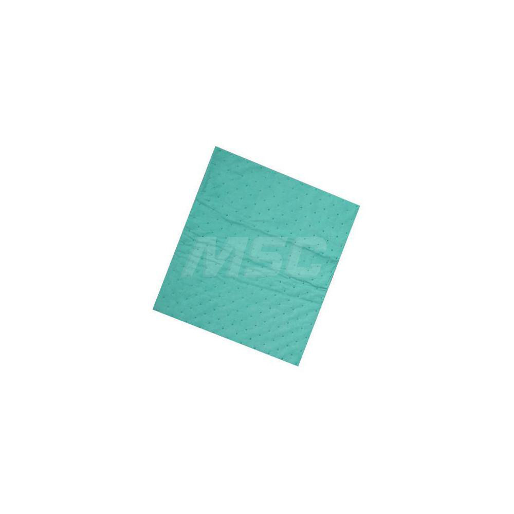 Sorbent Pad: For Water & Oil Based, 19.0000" Wide, 15" Long, 11.5 gal, Green - Polypropylene, 1/2" Thick
