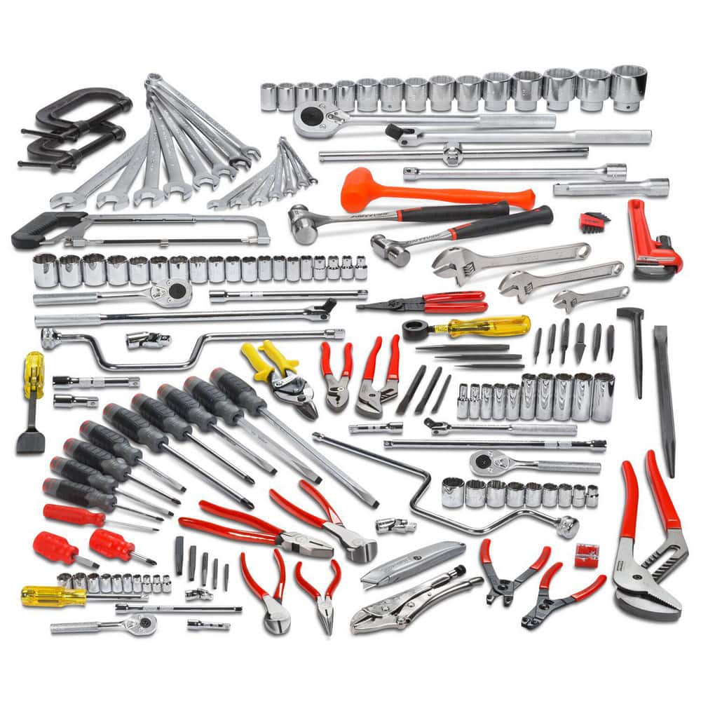 Combination Hand Tool Sets; Set Type: Starter Set ; Container Type: Cabinet ; Measurement Type: Inch & Metric ; Container Material: Aluminum ; Drive Size: 1/2; 3/4; 3/8 ; Insulated: No