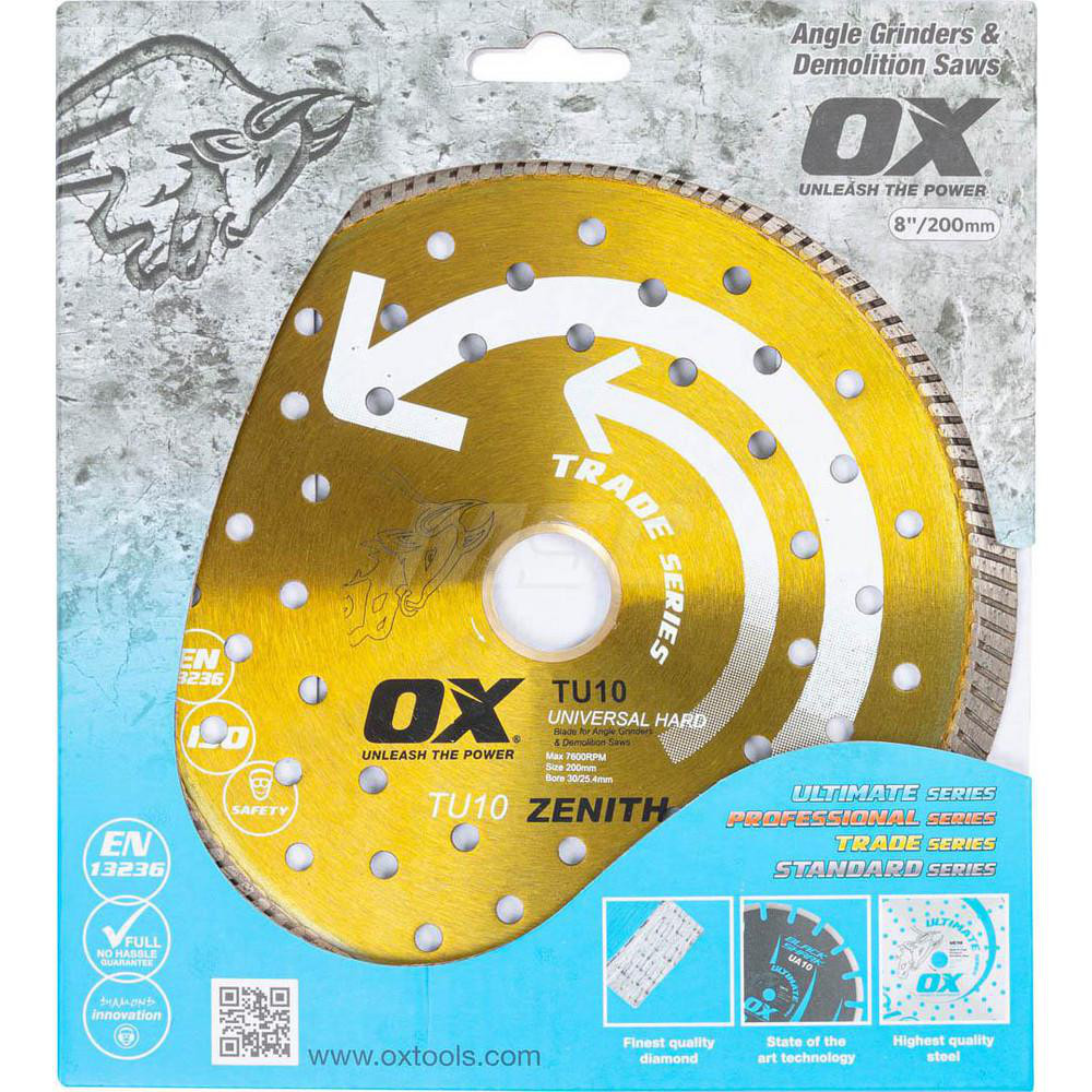 Ox Tools Wet & Dry Cut Saw Blade 8" Dia, 5/8 & 7/8" Arbor Hole