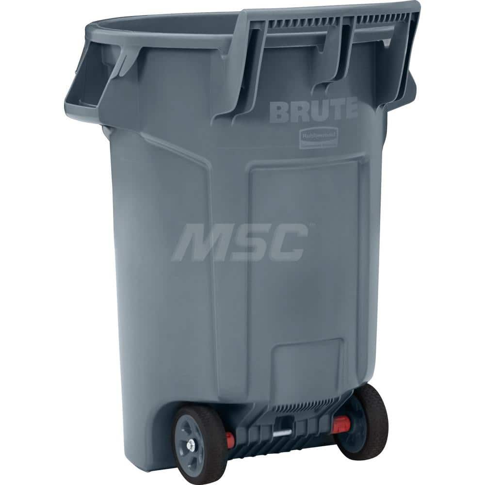Trash Can: 44 gal, Round, Gray