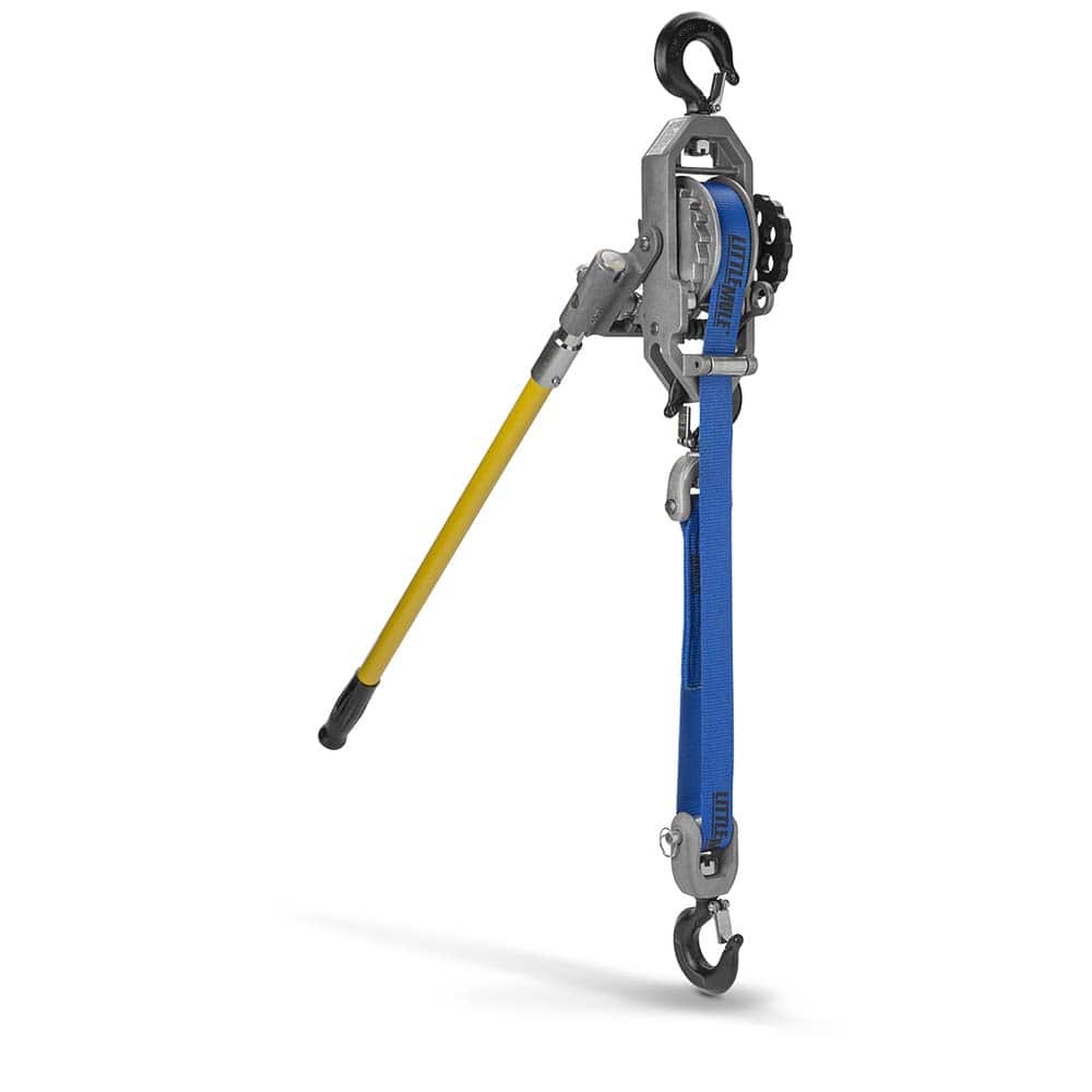 Manual Hoists-Chain, Rope & Strap; Lifting Material: Strap ; Capacity (Lb.): 2000 ; Lift Height (Feet): 11 ; Chain Overhauled To Lift Load On Foot: 37 (Inch)