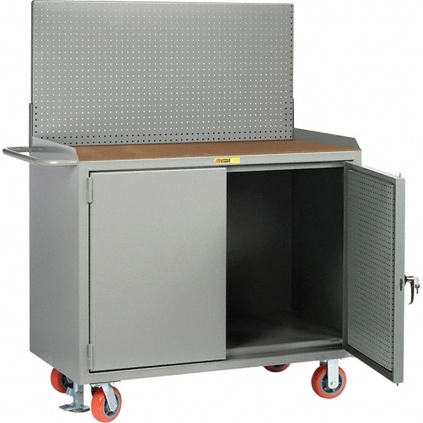 Little Giant® - Mobile Bench Cabinet with Pegboard Panel Doors Mobile ...