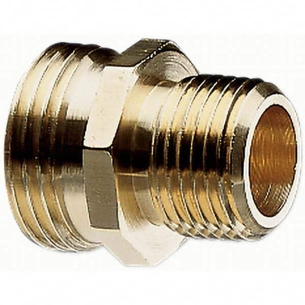 Garden Hose Connector: 0.75" Hose, Male Hose to Male Pipe, 3/4" NH x 3/4" NPT, Brass