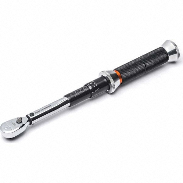 Micrometer Torque Wrench: 1/4" Drive, Square Drive, Inch Pound - 11" OAL, Ratcheting