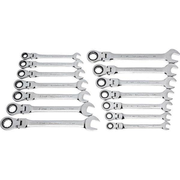 Combination Wrench Set: 14 Pc, 1/2" 11/16" 3/4" 3/8" 5/8" 7/16" & 9/16" Wrench, Inch & Metric