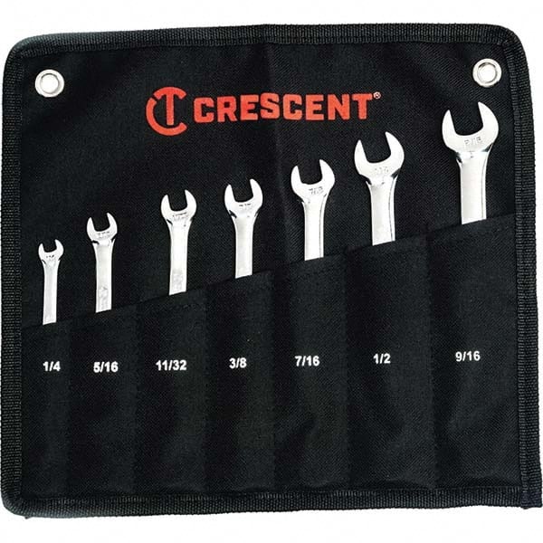 Crescent CCWSRSAE7 Combination Wrench Set: 7 Pc, 1/2" 1/4" 11/32" 3/8" 5/16" 7/16" & 9/16" Wrench, Inch 