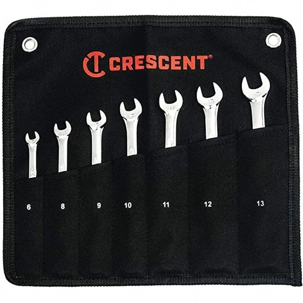 Crescent CCWSRMM7 Combination Wrench Set: 7 Pc, 10 mm 11 mm 12 mm 13 mm 6 mm 8 mm & 9 mm Wrench, Metric 