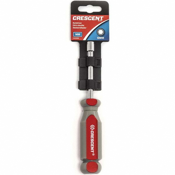 Crescent Nut Driver Solid Shaft, Plastic Handle, 63/4" OAL MSC