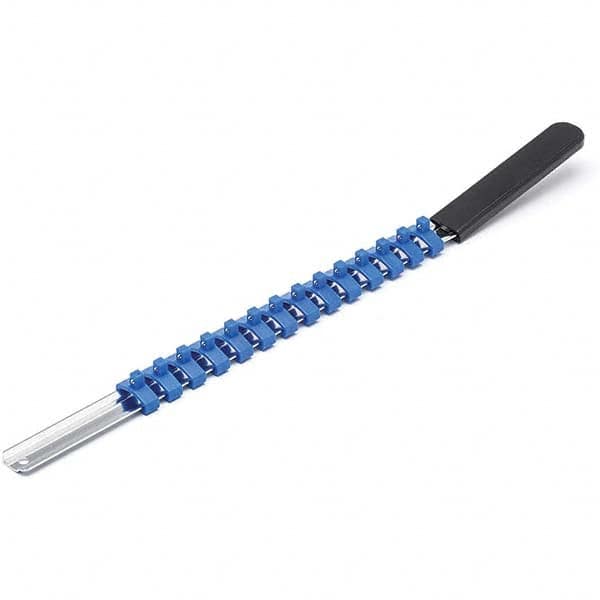 Socket Holders & Trays; Type: Clip Rail ; Number Of Sockets Held: 14 ; Overall Length: 17.5in ; Color: Blue