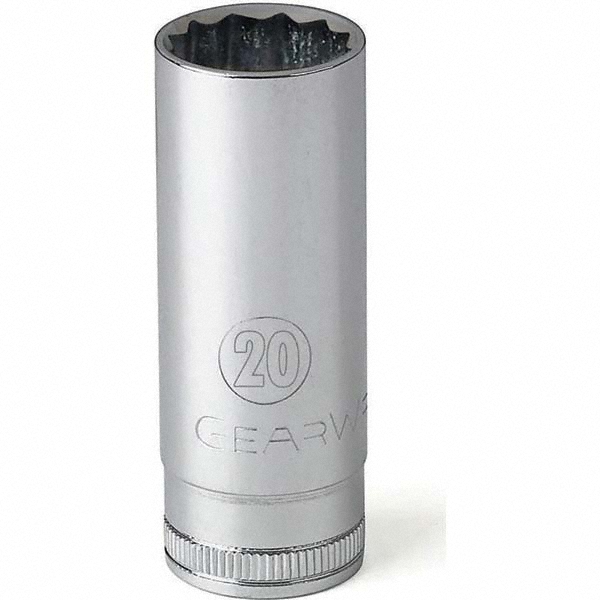 Deep  Hand Socket: 1/2" Drive, 19.00 mm Socket, 6-Point - Chrome-Plated Finish, Tether Capable